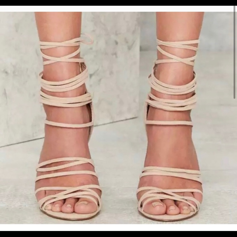 Nasty Gal Wrap in the Face Heels - Beige